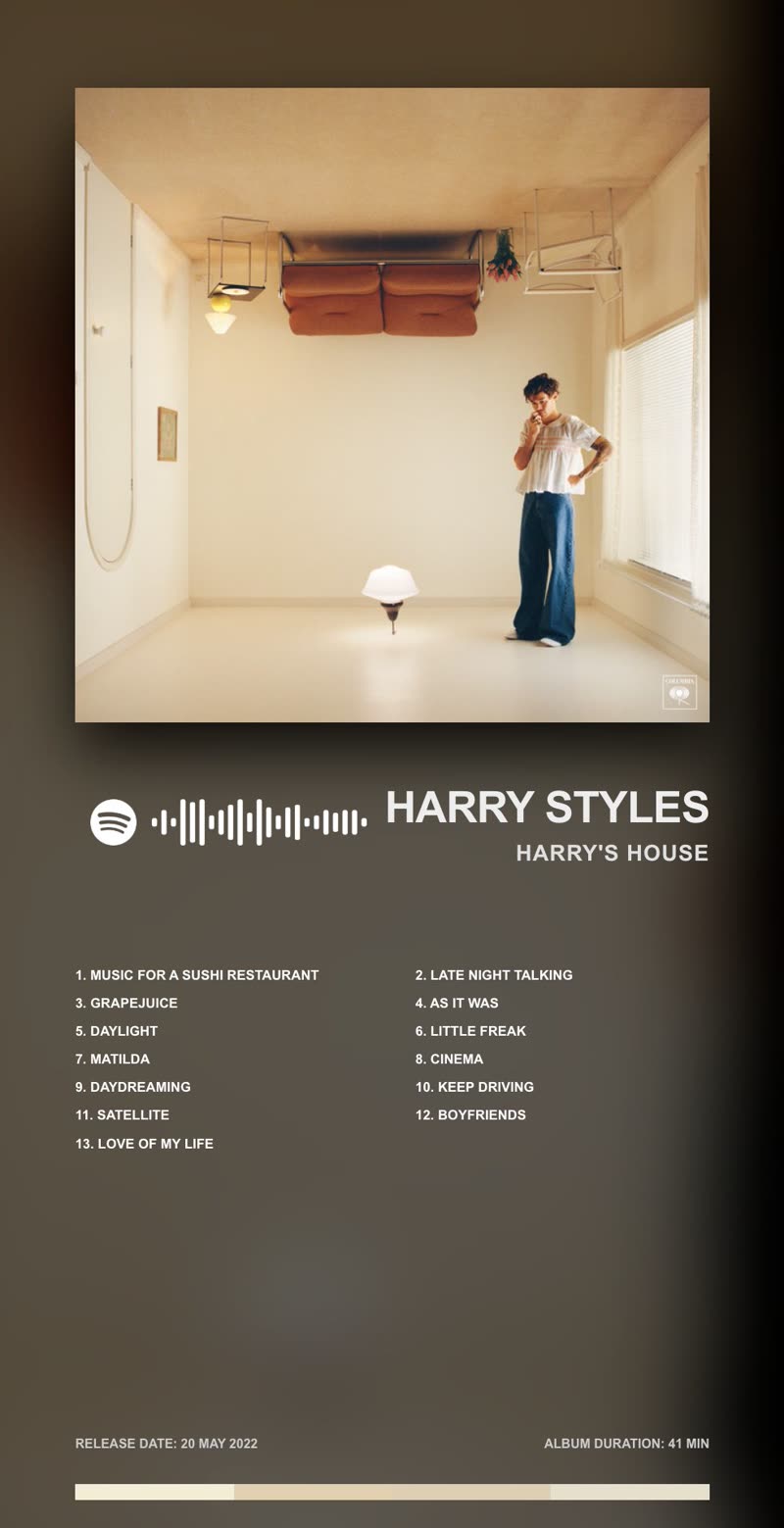 SoundScreen displaying Harry Styles album poster in portrait